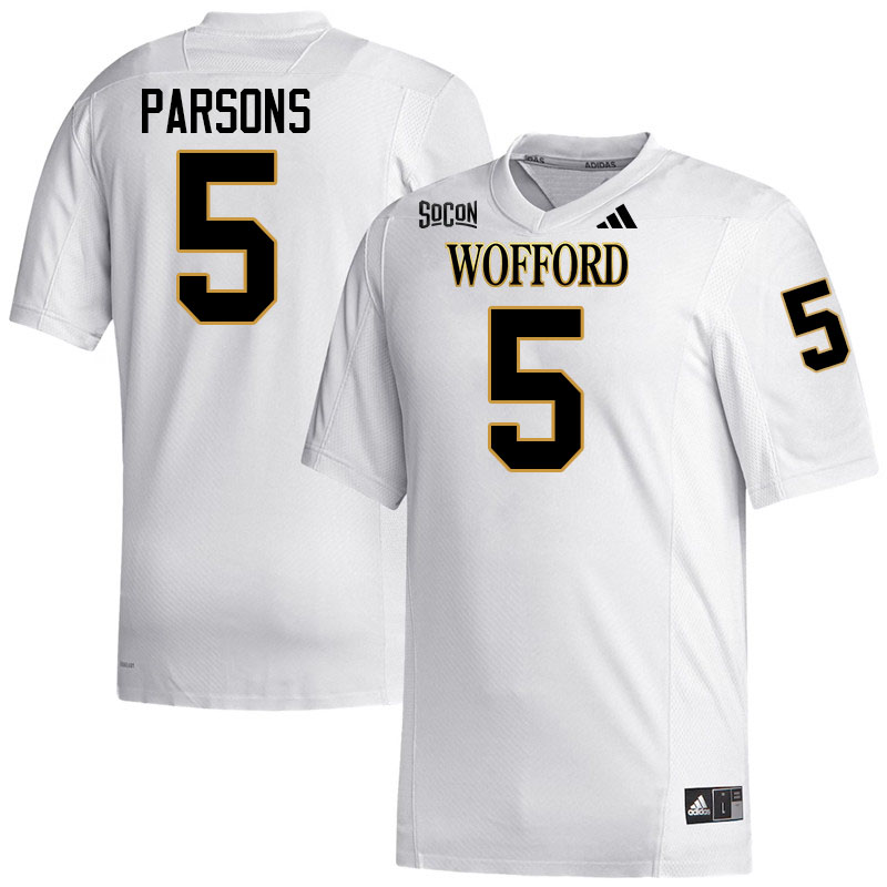 Wofford Terriers #5 Kyle Parsons College Football Jerseys,Uniforms Stitched-White